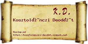 Kosztolánczi Deodát névjegykártya